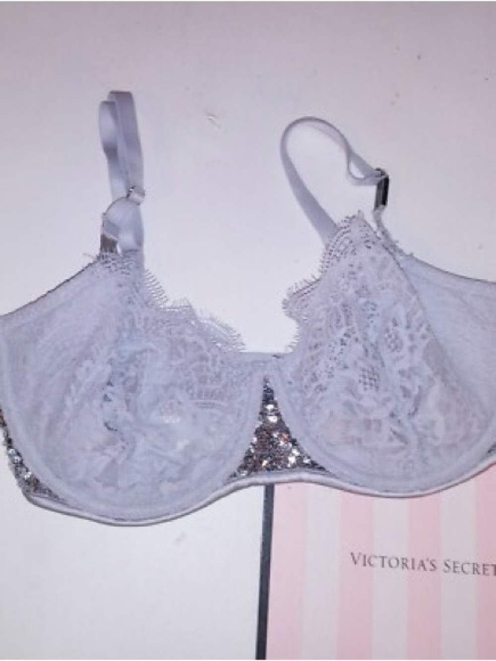 Victoria's Secret grey Lace Underwire Bra with Sequin Trim